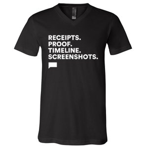 Receipts Proof Timeline Screenshots V-Neck T-Shirt