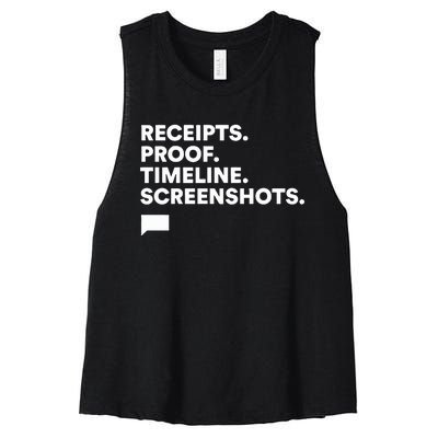 Receipts Proof Timeline Screenshots Women's Racerback Cropped Tank