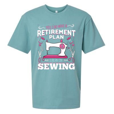 Retirement Plan Tailor Stitch Sewing Maching Gift Sueded Cloud Jersey T-Shirt