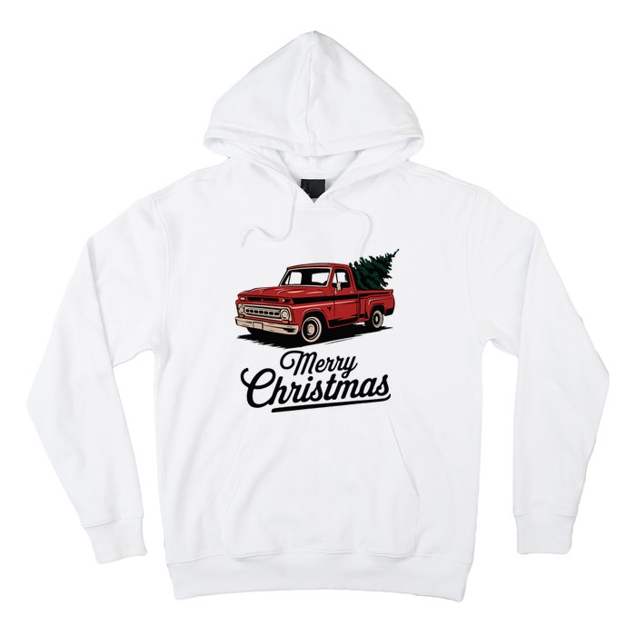 Red Pickup Truck Christmas Tree Vintage Christmas Hoodie