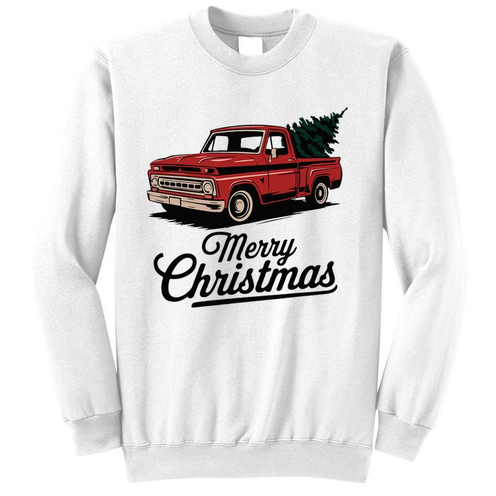 Red Pickup Truck Christmas Tree Vintage Christmas Sweatshirt