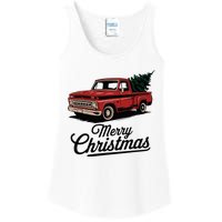 Red Pickup Truck Christmas Tree Vintage Christmas Ladies Essential Tank