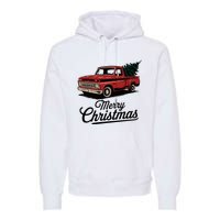 Red Pickup Truck Christmas Tree Vintage Christmas Premium Hoodie