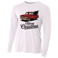 Red Pickup Truck Christmas Tree Vintage Christmas Cooling Performance Long Sleeve Crew