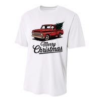 Red Pickup Truck Christmas Tree Vintage Christmas Performance Sprint T-Shirt