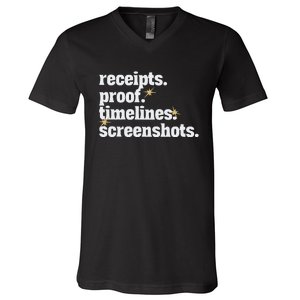 Receipts Proof Timeline Screenshots V-Neck T-Shirt