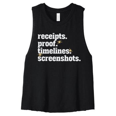 Receipts Proof Timeline Screenshots Women's Racerback Cropped Tank