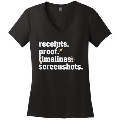 Receipts Proof Timeline Screenshots Women's V-Neck T-Shirt