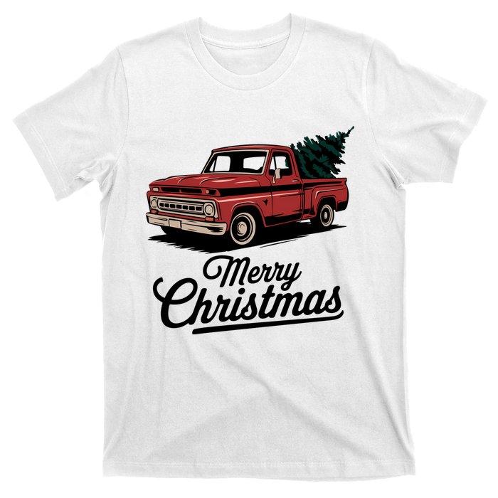 Red Pickup Truck Christmas Tree Vintage Christmas Women Long Sleeve T-Shirt