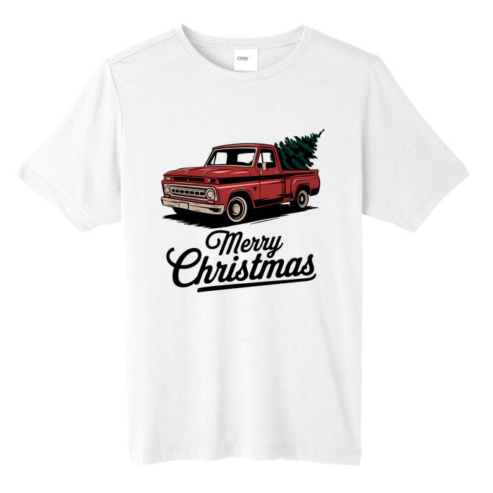 Red Pickup Truck Christmas Tree Vintage Christmas Women Long Sleeve Tall Fusion ChromaSoft Performance T-Shirt