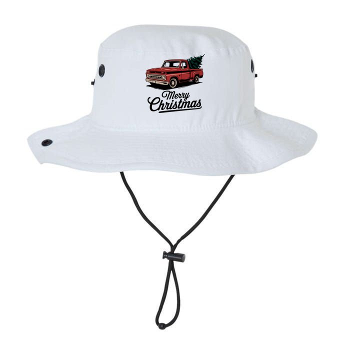 Red Pickup Truck Christmas Tree Vintage Christmas Women Long Sleeve Legacy Cool Fit Booney Bucket Hat