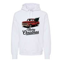 Red Pickup Truck Christmas Tree Vintage Christmas Women Long Sleeve Premium Hoodie