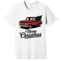 Red Pickup Truck Christmas Tree Vintage Christmas Women Long Sleeve Premium T-Shirt