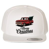 Red Pickup Truck Christmas Tree Vintage Christmas Women Long Sleeve Wool Snapback Cap