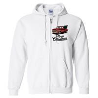 Red Pickup Truck Christmas Tree Vintage Christmas Women Long Sleeve Full Zip Hoodie