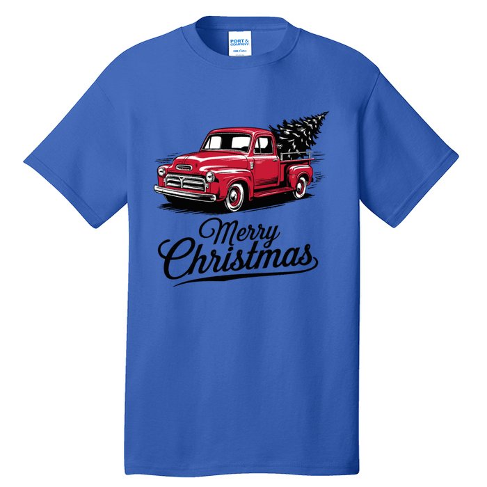 Red Pickup Truck Christmas Tree Vintage Christmas Gift Tall T-Shirt