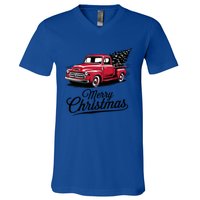 Red Pickup Truck Christmas Tree Vintage Christmas Gift V-Neck T-Shirt