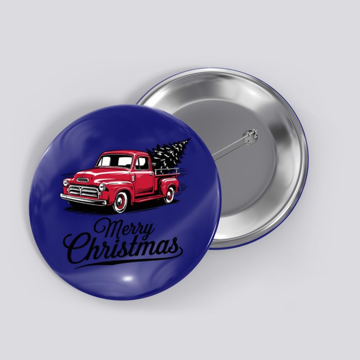 Red Pickup Truck Christmas Tree Vintage Christmas Gift Button