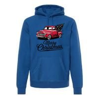 Red Pickup Truck Christmas Tree Vintage Christmas Gift Premium Hoodie