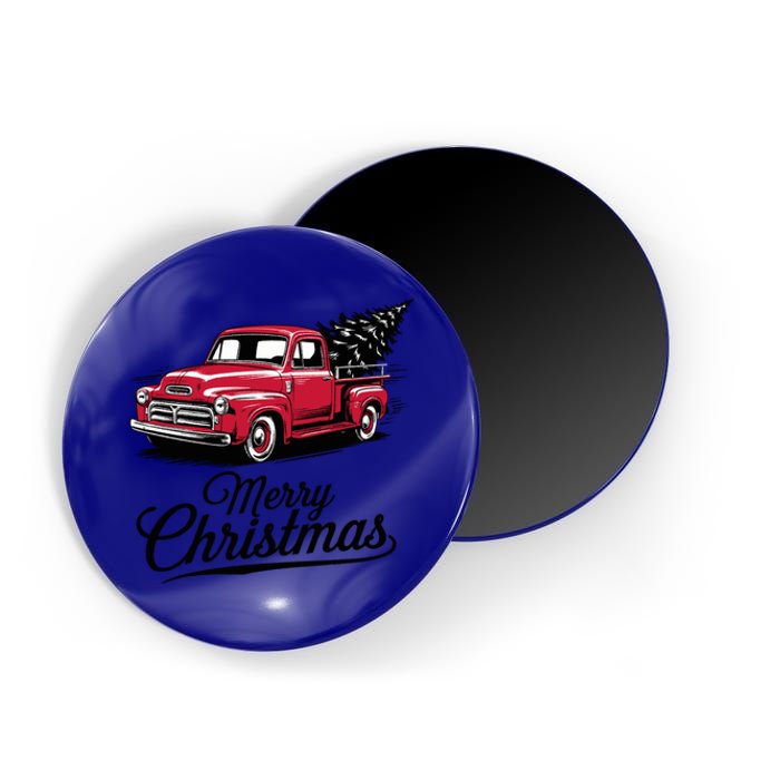 Red Pickup Truck Christmas Tree Vintage Christmas Gift Magnet