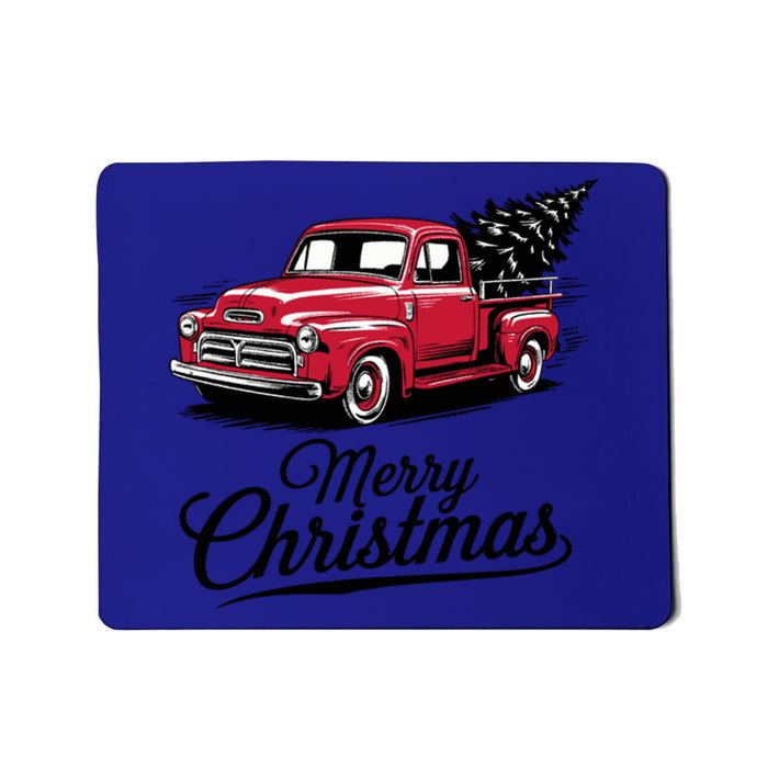 Red Pickup Truck Christmas Tree Vintage Christmas Gift Mousepad