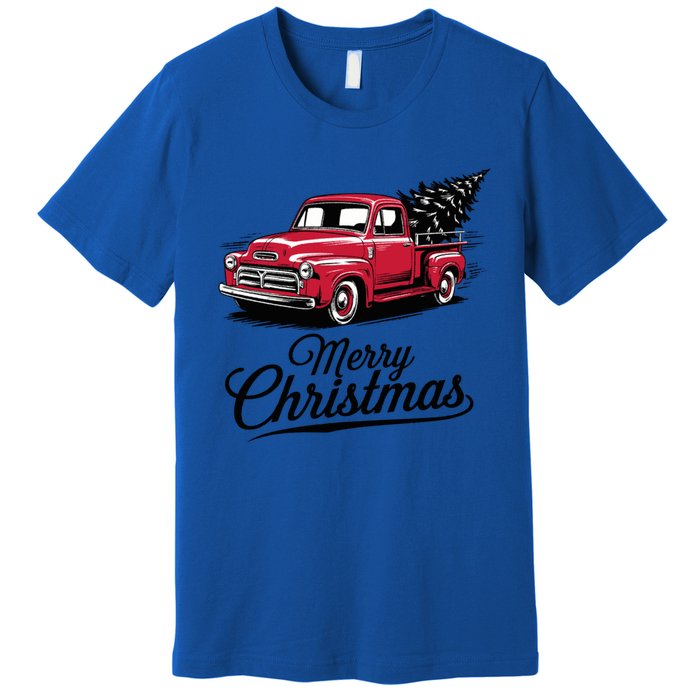 Red Pickup Truck Christmas Tree Vintage Christmas Gift Premium T-Shirt