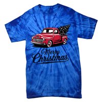 Red Pickup Truck Christmas Tree Vintage Christmas Gift Tie-Dye T-Shirt