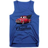 Red Pickup Truck Christmas Tree Vintage Christmas Gift Tank Top