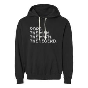 Retro POPS THE MAN THE MYTH THE LEGEND Fathers Day Funny Garment-Dyed Fleece Hoodie