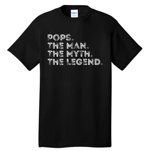 Retro POPS THE MAN THE MYTH THE LEGEND Fathers Day Funny Tall T-Shirt