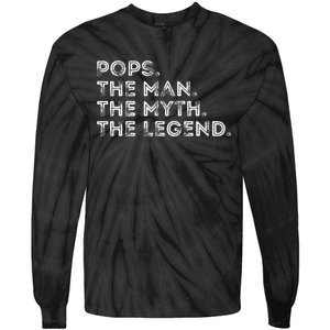 Retro POPS THE MAN THE MYTH THE LEGEND Fathers Day Funny Tie-Dye Long Sleeve Shirt