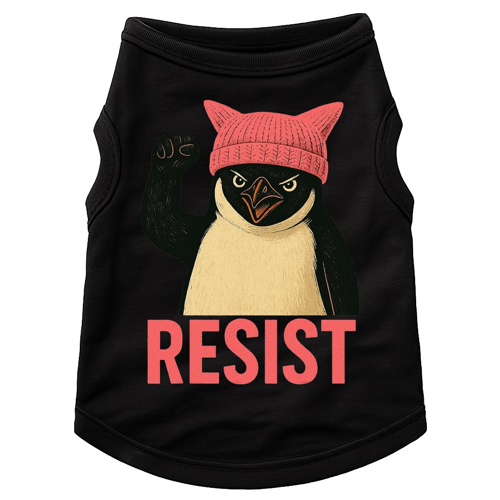 Resist Penguin Tariff Hands Off Protest March Hat USA Doggie Tank