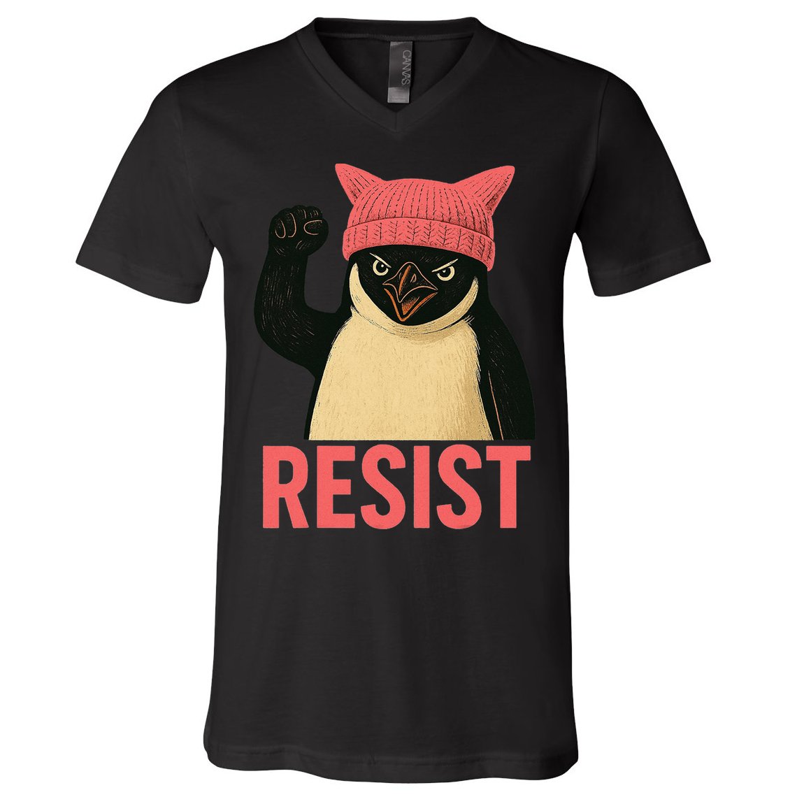 Resist Penguin Tariff Hands Off Protest March Hat USA V-Neck T-Shirt