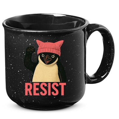 Resist Penguin Tariff Hands Off Protest March Hat USA 15oz Campfire Ceramic Mug