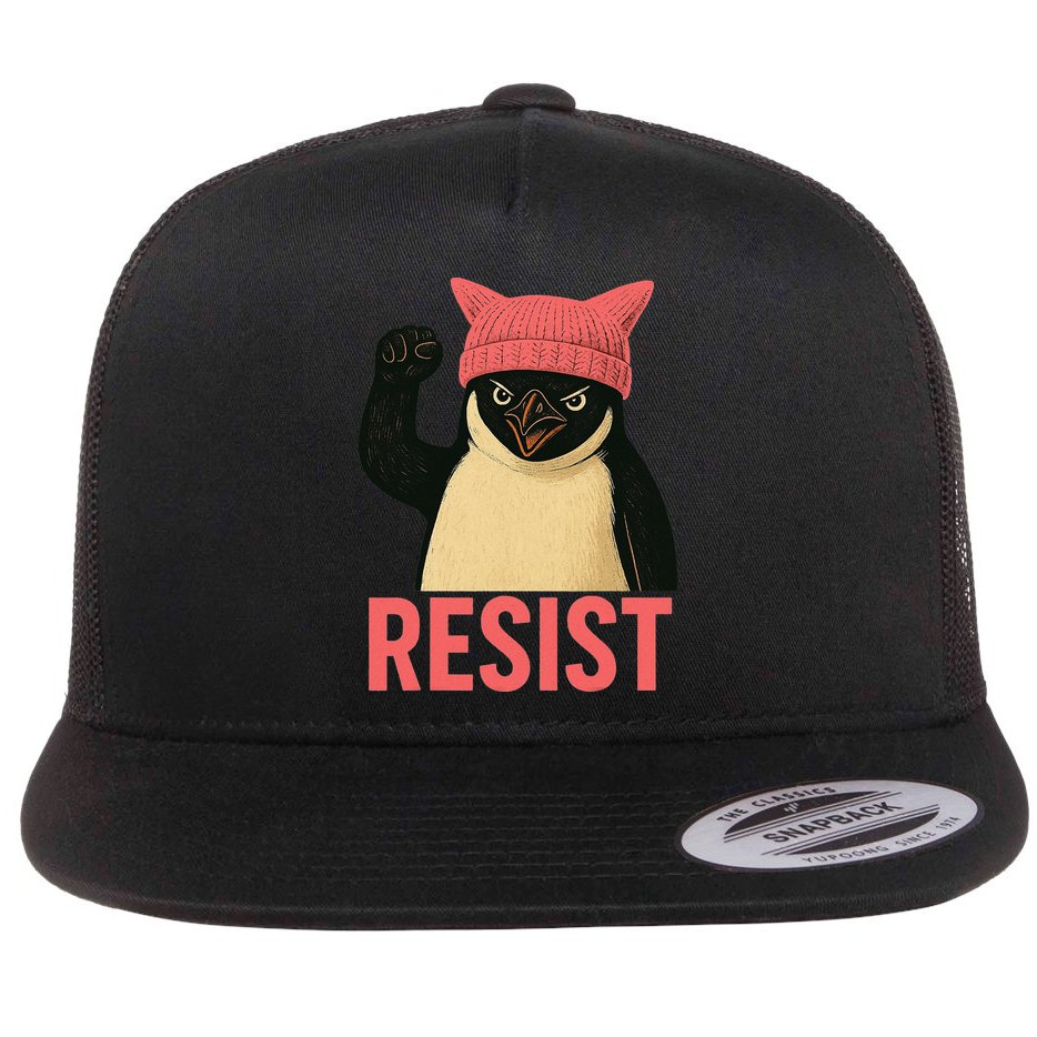 Resist Penguin Tariff Hands Off Protest March Hat USA Flat Bill Trucker Hat