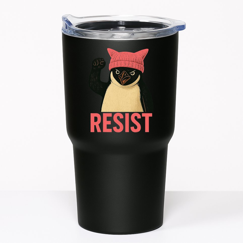 Resist Penguin Tariff Hands Off Protest March Hat USA Tumbler