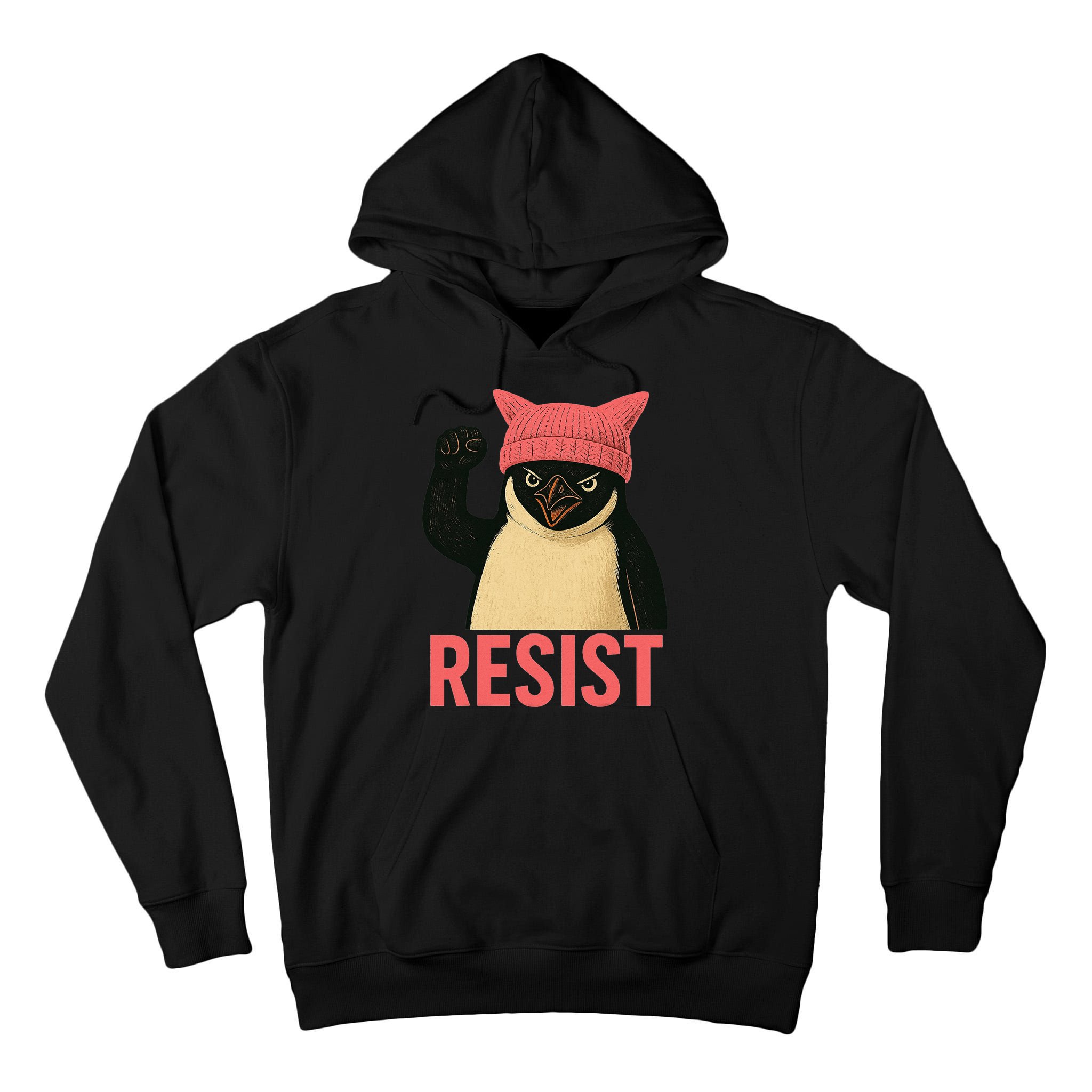 Resist Penguin Tariff Hands Off Protest March Hat USA Tall Hoodie