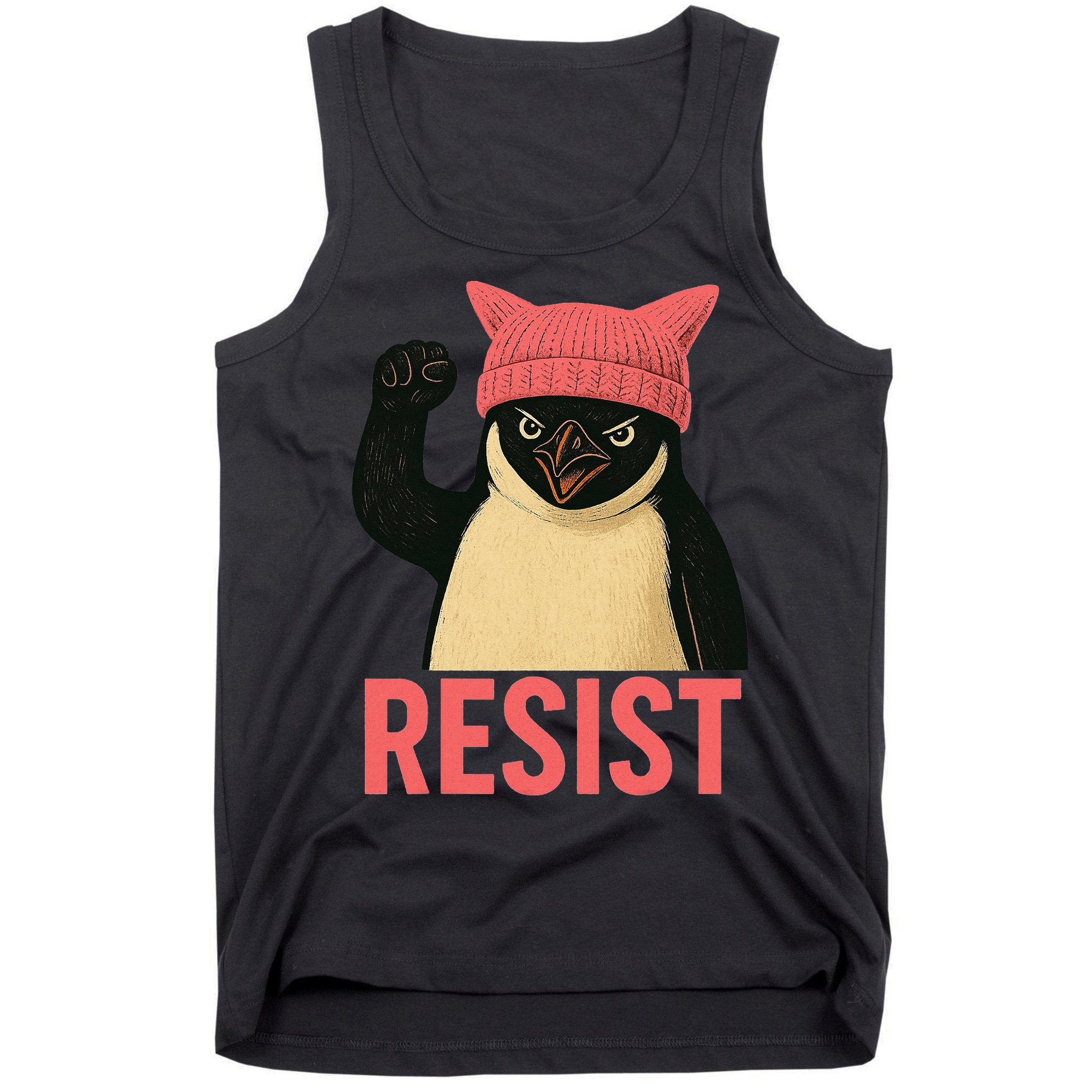 Resist Penguin Tariff Hands Off Protest March Hat USA Tank Top