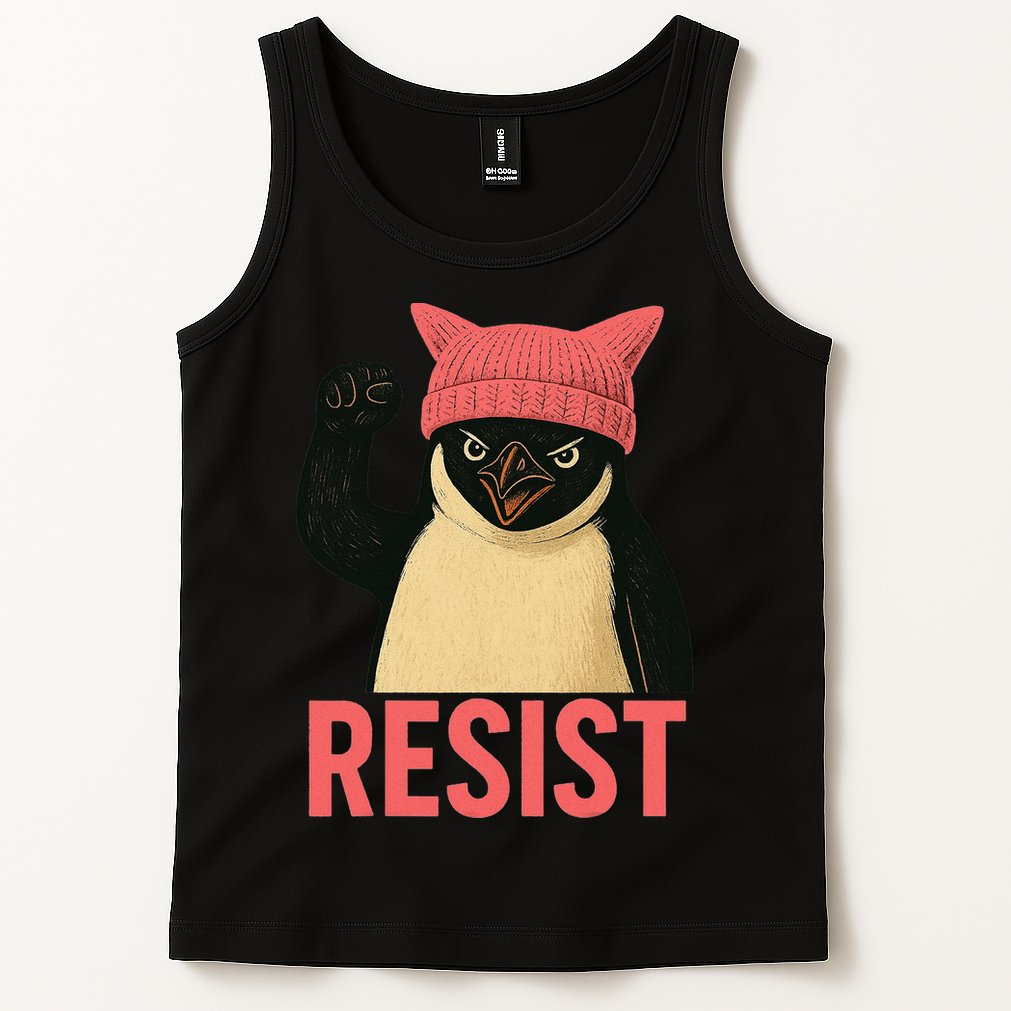 Resist Penguin Tariff Hands Off Protest March Hat USA Tank Top