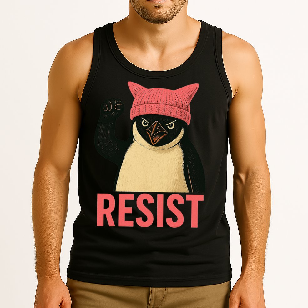 Resist Penguin Tariff Hands Off Protest March Hat USA Tank Top
