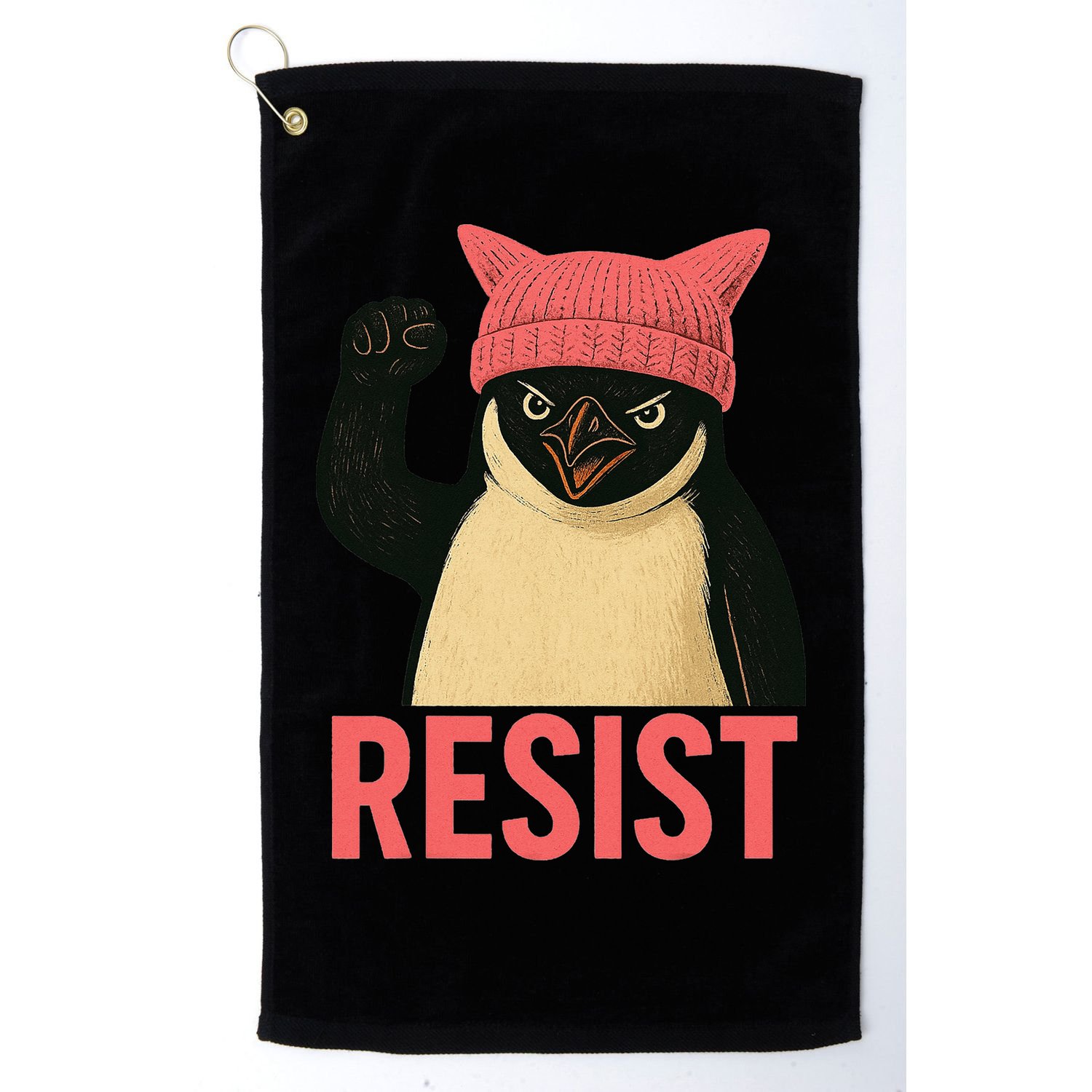Resist Penguin Tariff Hands Off Protest March Hat USA Golf Towel
