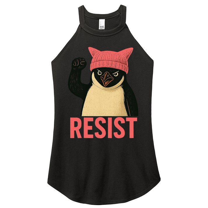Resist Penguin Tariff Hands Off Protest March Hat USA Women's Perfect Tri Rocker Tank