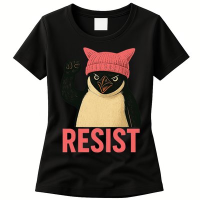 Resist Penguin Tariff Hands Off Protest March Hat USA Womens T-Shirt