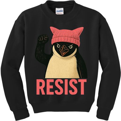 Resist Penguin Tariff Hands Off Protest March Hat USA Kids Sweatshirt