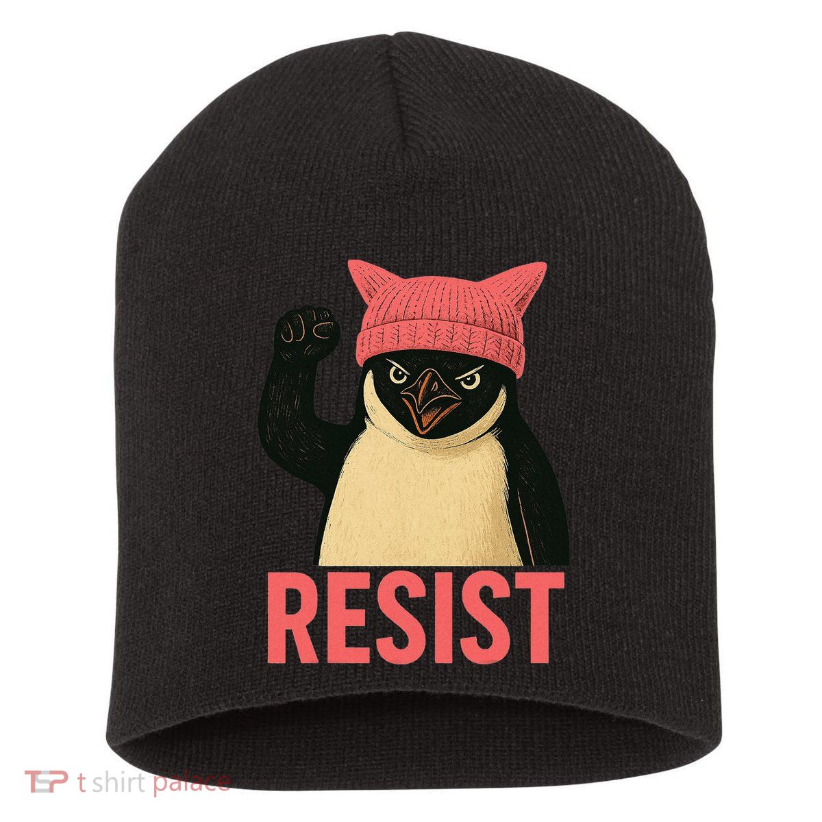 Resist Penguin Tariff Hands Off Protest March Hat USA Short Acrylic Beanie