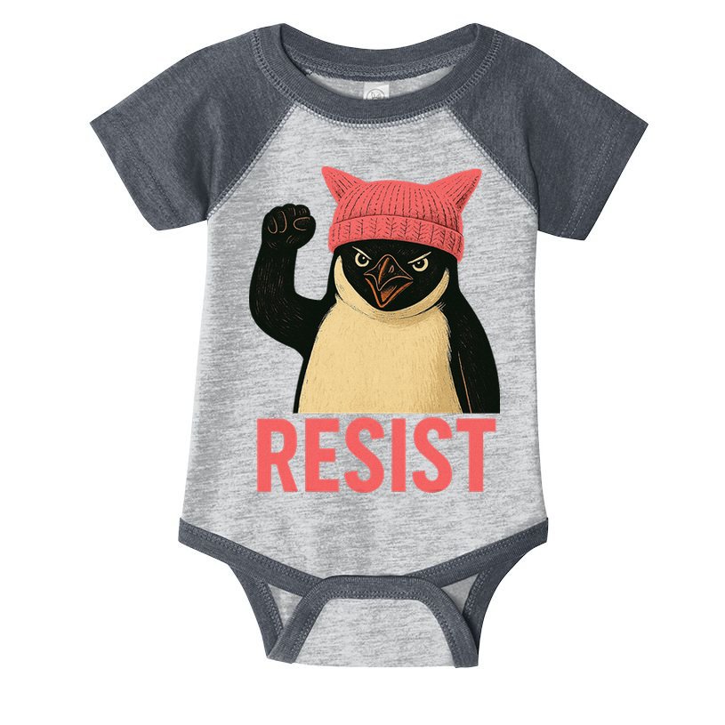 Resist Penguin Tariff Hands Off Protest March Hat USA Infant Baby Jersey Bodysuit