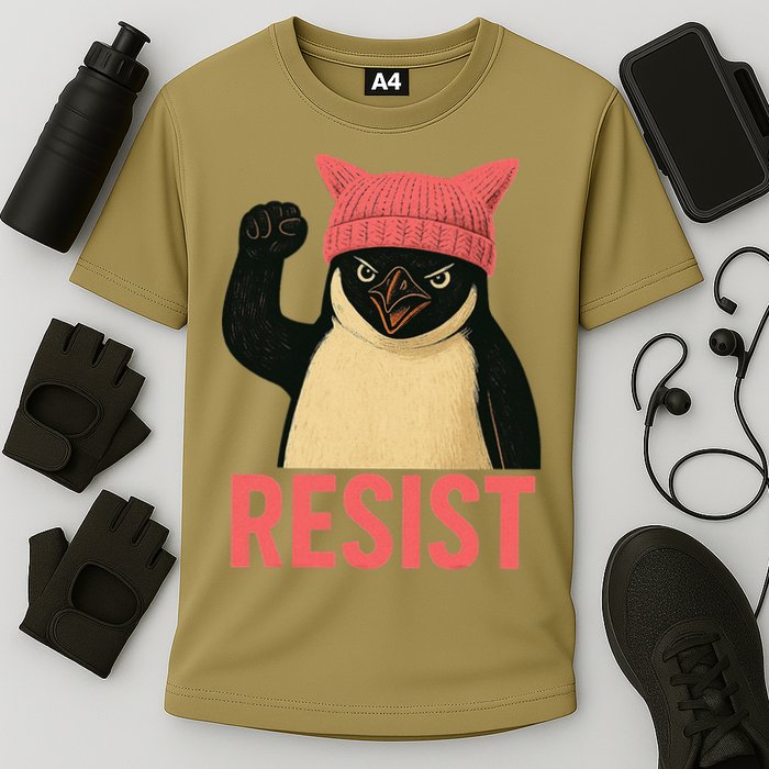 Resist Penguin Tariff Hands Off Protest March Hat USA Cooling Performance Crew T-Shirt