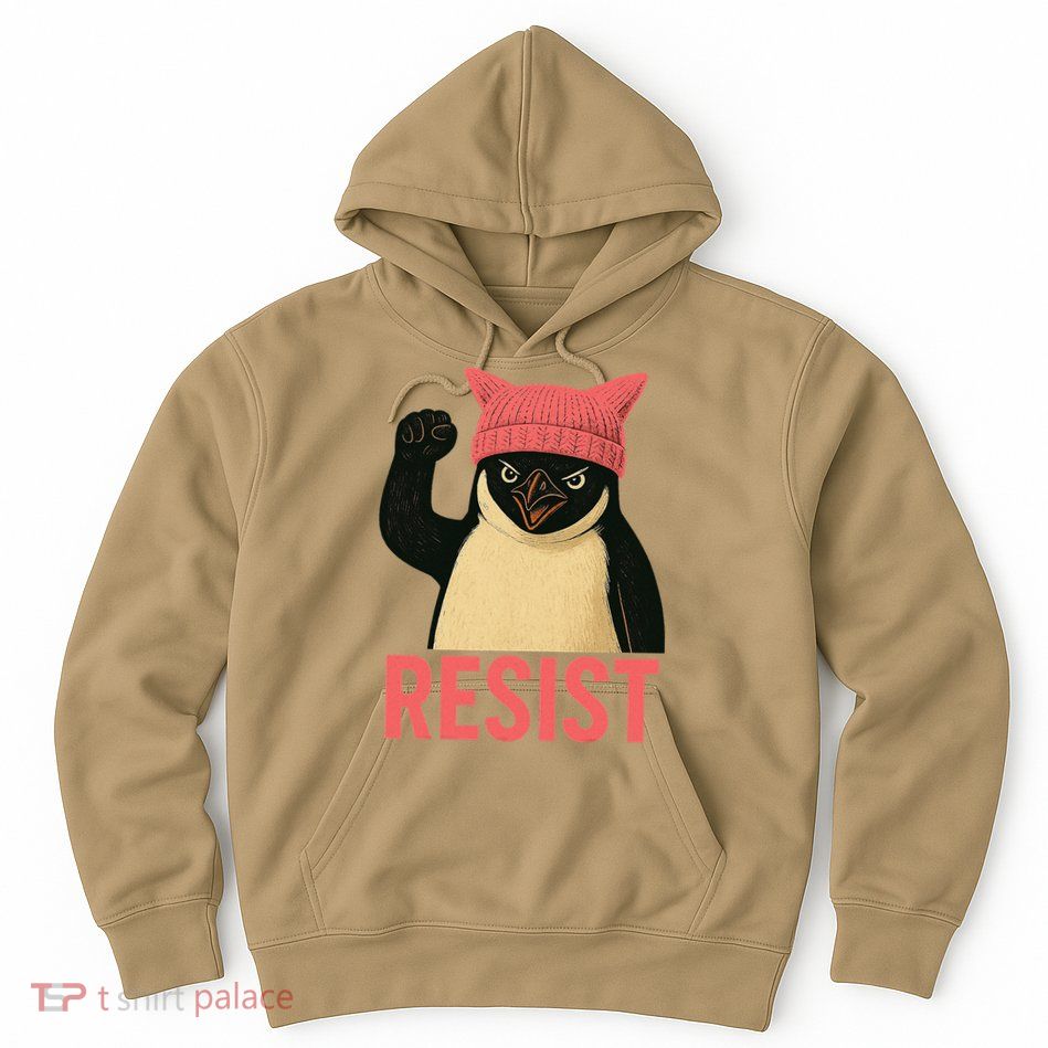 Resist Penguin Tariff Hands Off Protest March Hat USA Hoodie