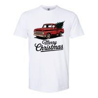 Red Pickup Truck Christmas Tree Vintage Christmas Softstyle CVC T-Shirt