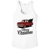 Red Pickup Truck Christmas Tree Vintage Christmas Ladies PosiCharge Competitor Racerback Tank